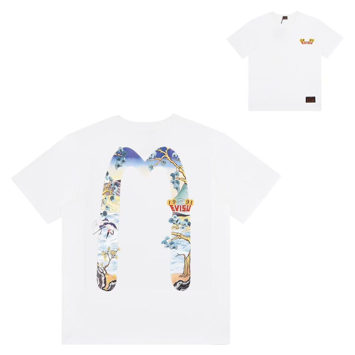 M color printed cotton round neck T-shirt