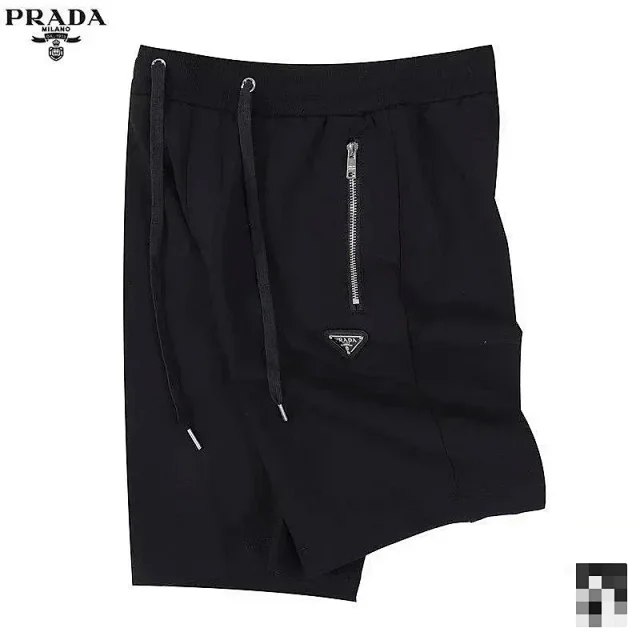  Prada Cotton Zipper Pocket Triangle Shorts Loose Cropped Pants