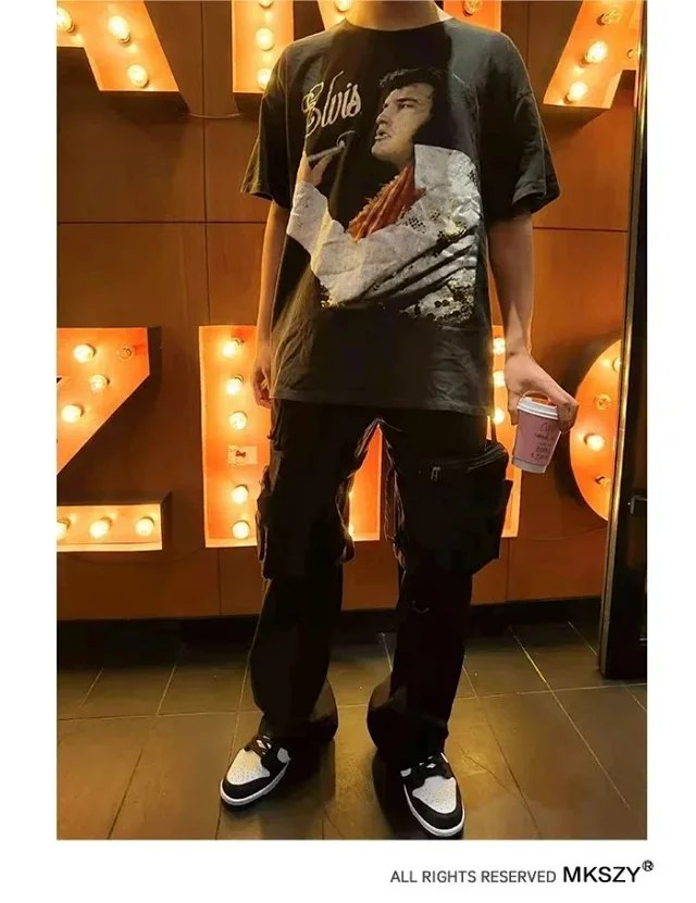 MKSZY vintagetee retro washed distressed short-sleeved T-shirt