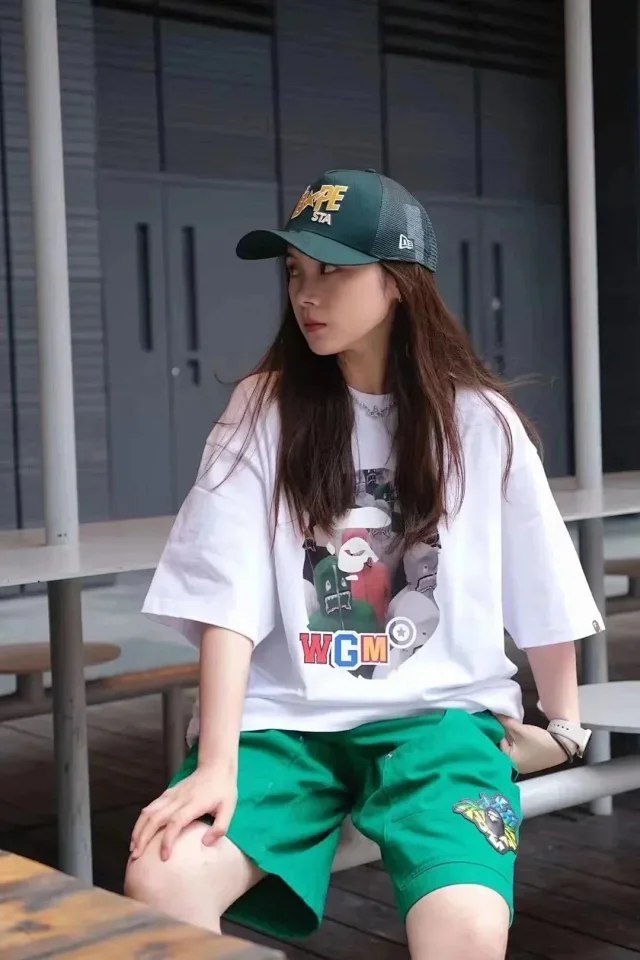  BAPE Shark Man Photo Print Breathable Short Sleeve T-Shirt