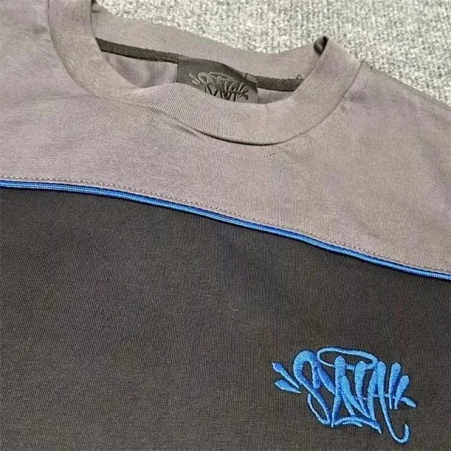 SynaWorld embroidered letter patchwork short-sleeved T-shirt shorts set