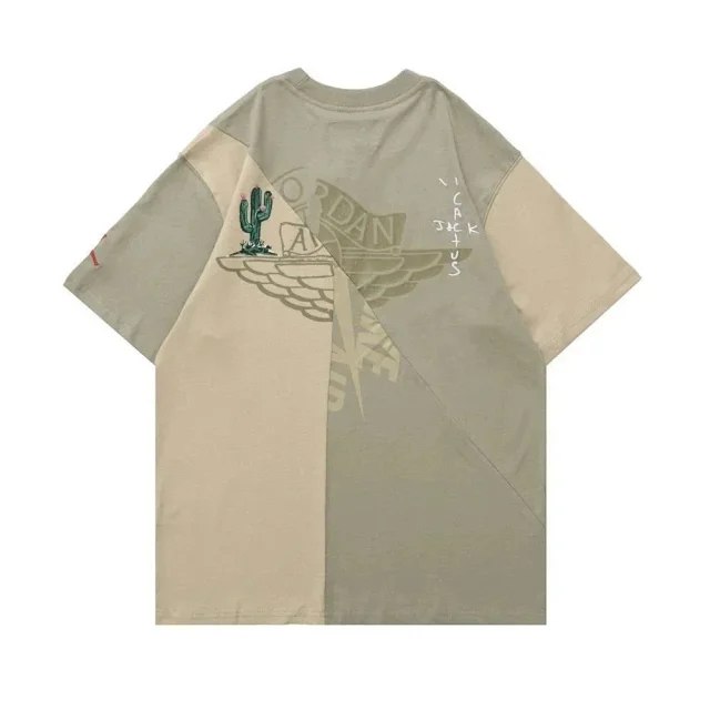  Jordan Travis Scott joint series Air 6 patchwork print sports short-sleeved T-shirt
