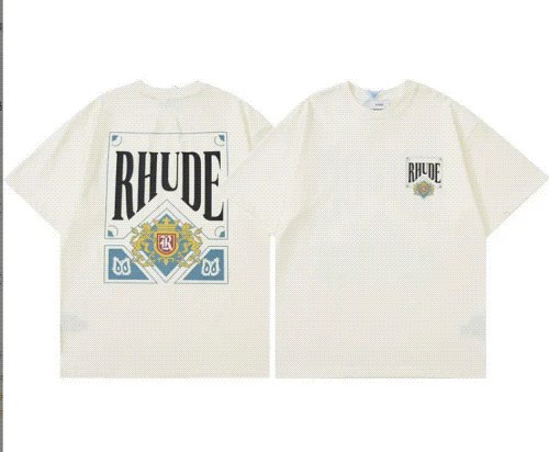 RHUDE printed round neck dropped shoulder short sleeve T-shirt