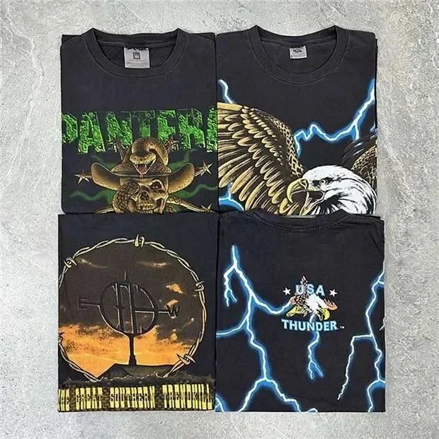  Pantera printed short-sleeved crew neck cotton T-shirt