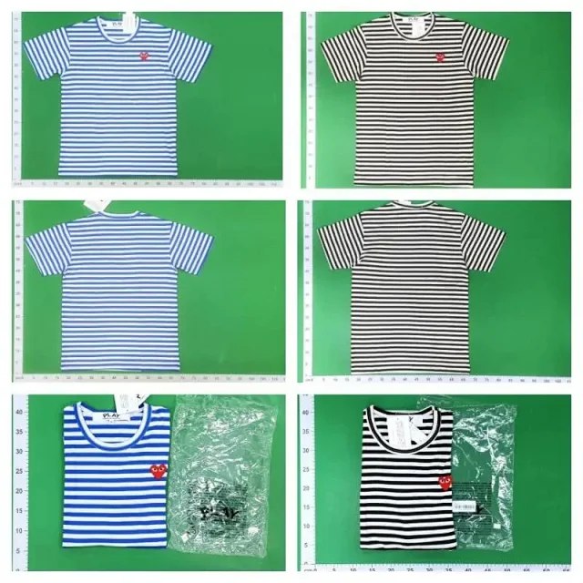  CDG Play Bright Striped Heart Short Sleeve Long Sleeve T-Shirt