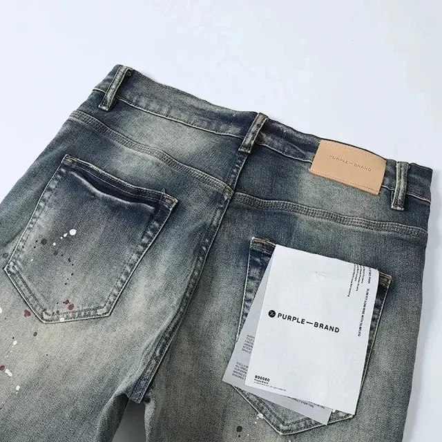 Purple New Men's Vintage Distressed Slim Skinny Jeans