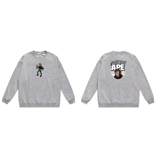 BAPE Printed college style round neck pullover sweatshirt for men and women loose style hoodie