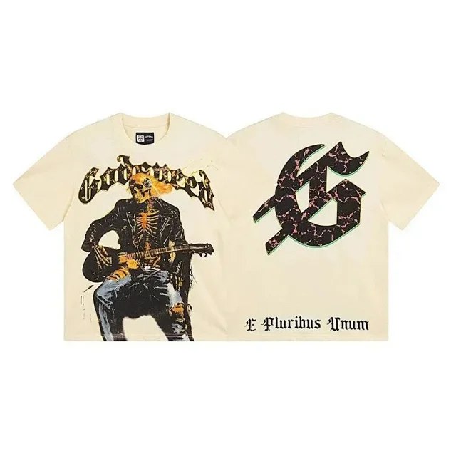 Godspeed letter print loose couple pure cotton round neck short sleeve T-shirt