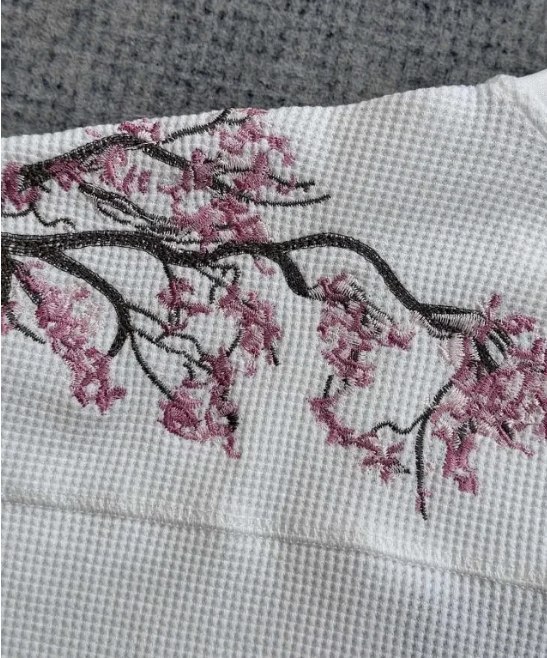 Cherry Blossom Embroidered Long Sleeve T-Shirt