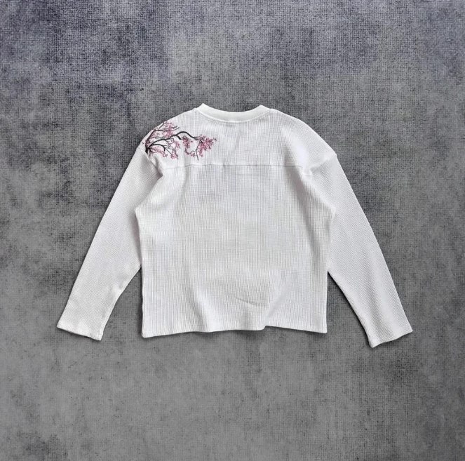 Cherry Blossom Embroidered Long Sleeve T-Shirt